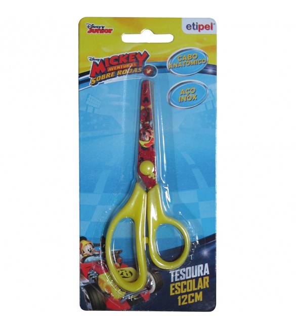 Tesoura Escolar Mickey Aventuras sobre rodas 12 cm- Etipel 